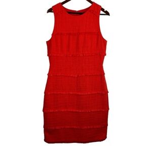 J. Crew | Orange Sleeveless Tweed Fringe Sheath Dress